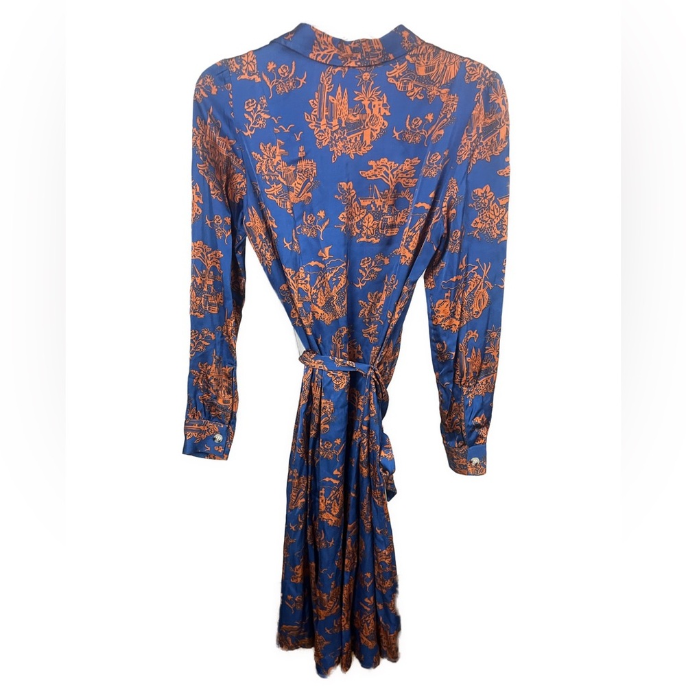WOOD WOOD Women's Belinda Dress Blue Long Sleeve Printed Shirt Dress- Size 2 - Picture 7 of 12